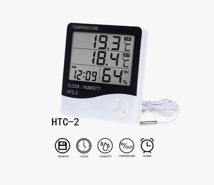 HTC-2 Digital Hygrometer Thermometer Humidity Meter With LCD Display Clock A33 Hydrometer-image-23
