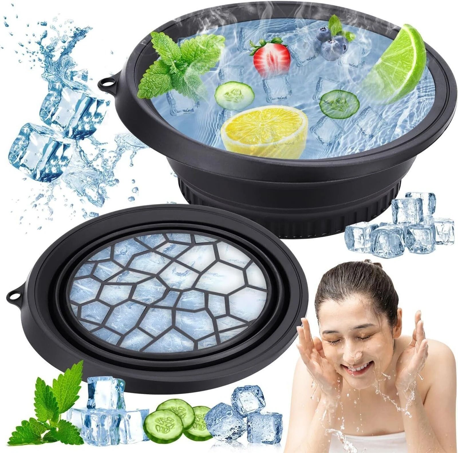 1 L Silicone Ice Massage Bowl for Face Dip massage– Collapsible Design Ice Bucket-image-46