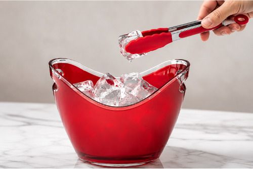omkarixa 4 L Plastic Polycarbonate Wine Bucket with Silicone Tip Ice Tong Set Ice Bucket-picture-3