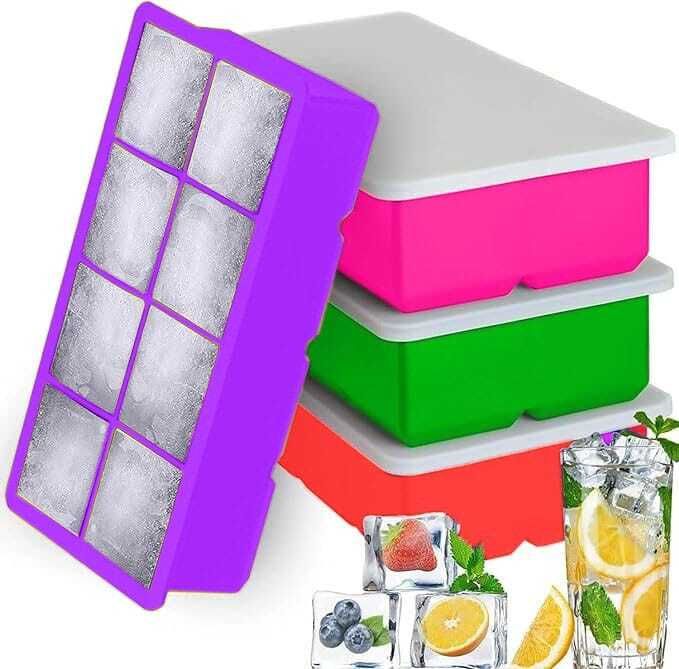 Large Ice Cube Molds With Leak Proof Removable Lid, BPA free And Durable Multicolor Silicone Ice Cube Tray-image-35