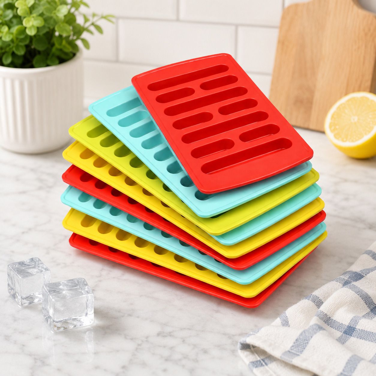 Colorful Plastic Ice Cube Trays | Easy Release & Durable Design Multicolor Plastic Ice Cube Tray-image-7