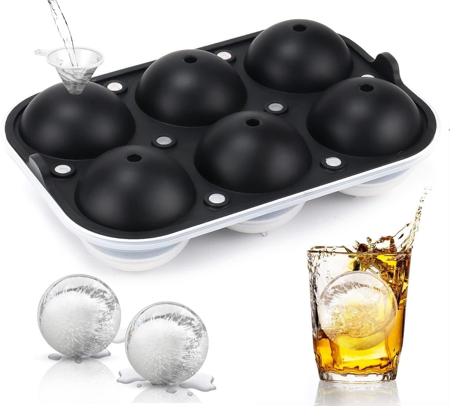 mahadev Premium Silicone Ice Ball Maker (6-Cavity Round Ice Mold Tray) Black Silicone Ice Ball Tray-picture-22