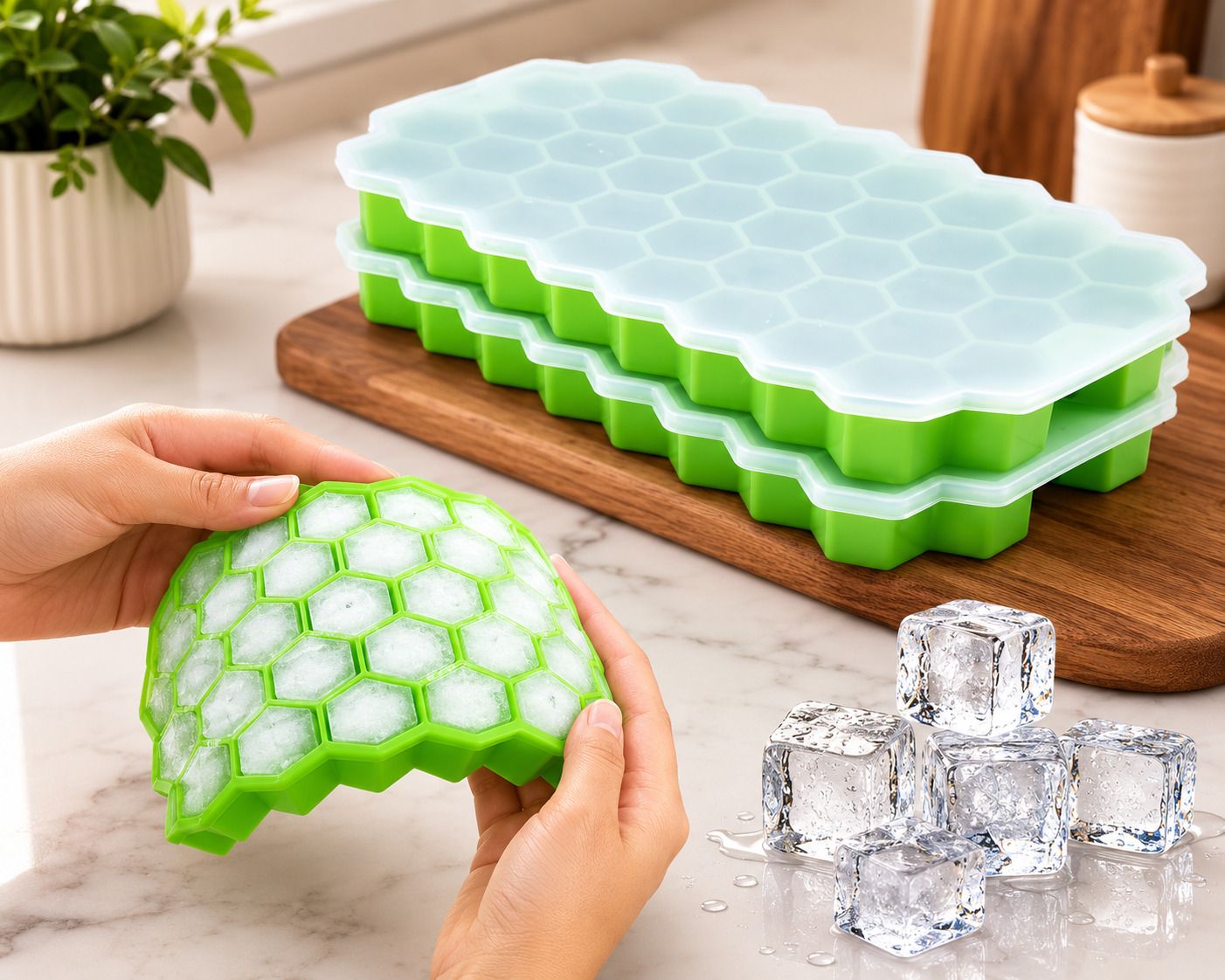 sprinkle 1x honeycomb ice tray 21 Green Silicone Ice Cube Tray-picture-22