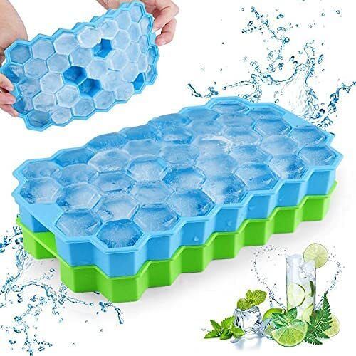 Plastic Honeycomb Ice Cube Tray (Pack of 2) Multicolor Silicone Ice Cube Tray-image-42