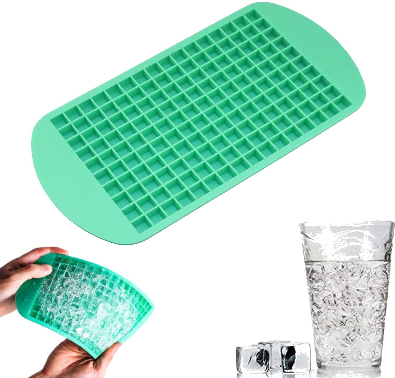 Tiny Square Shaped 160 Small Holes Crushed Ice Cube Mould Jelly Tool Multicolor Silicone Ice Cube Tray-image-48