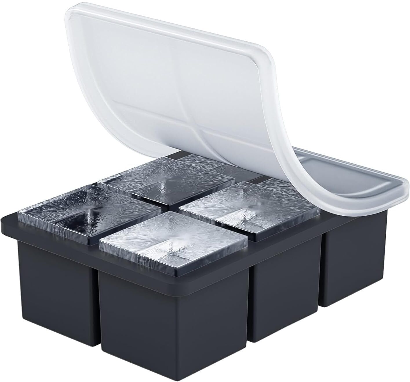 6 Cavity Silicone Mold For a Big Size Square Black Silicone Ice Cube Tray-image-5