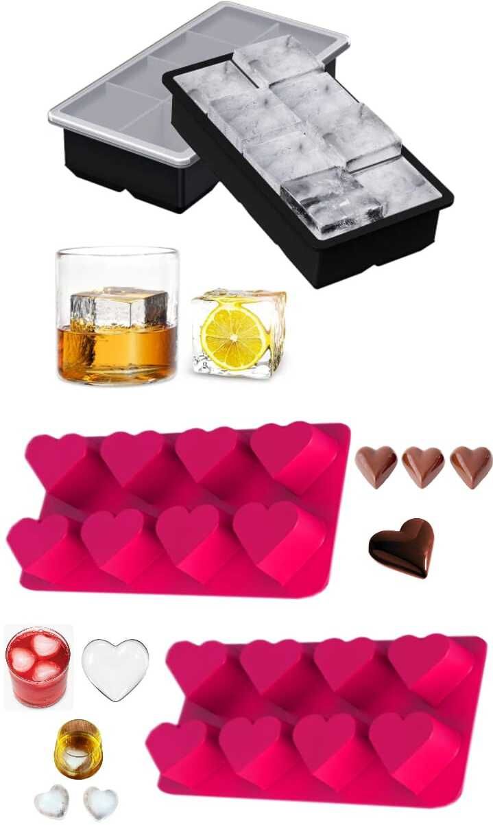 Large Square And Heart Shaped Ice Molds With Removable Lids For Freezer Multicolor Silicone Ice Cube Tray-image-35