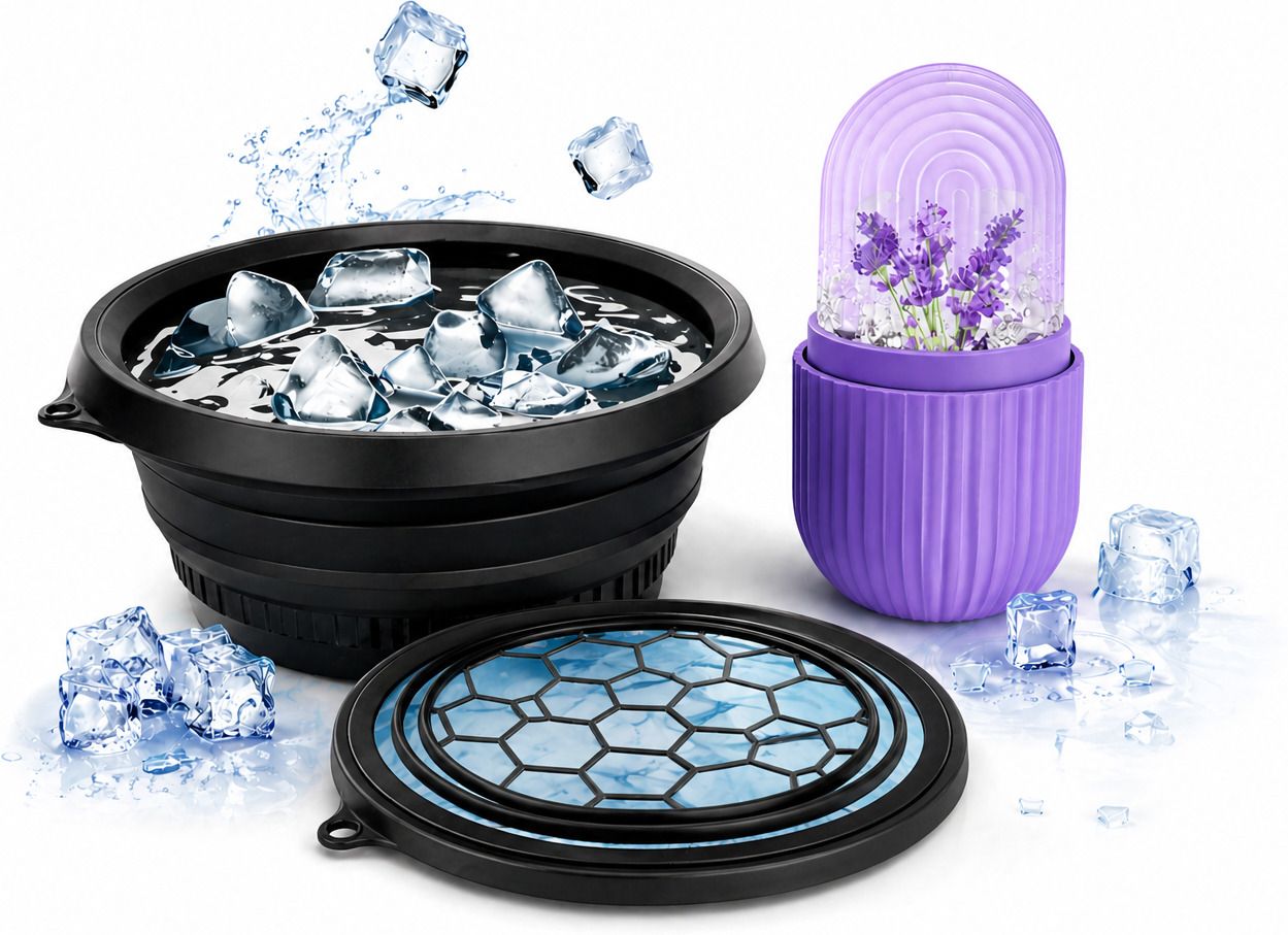 Arctic Recovery Ice Bath Combo Black, Purple Silicone Ice Cube Tray-image-12