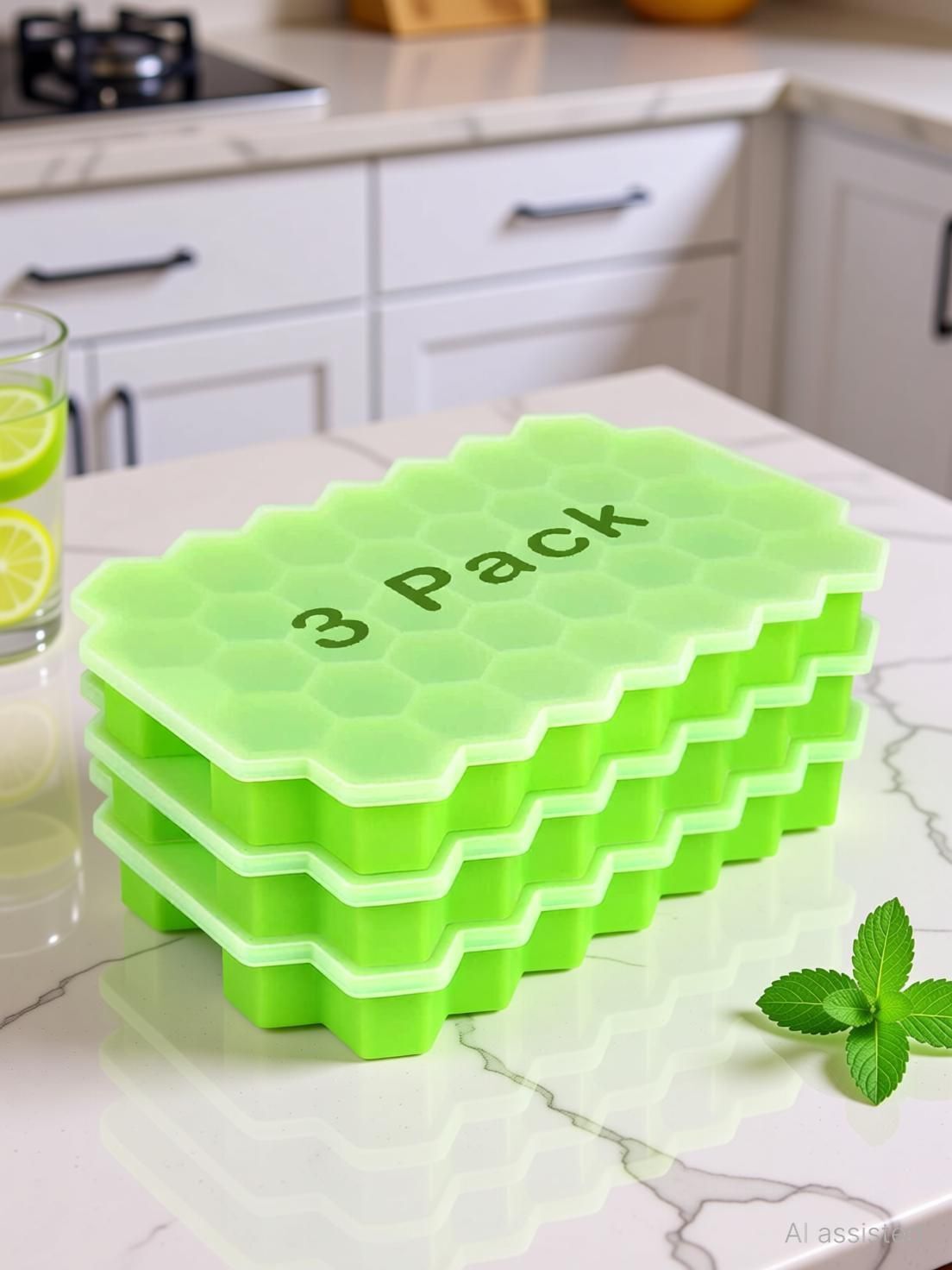 increment Honeycomb Ice Cube Tray Silicone Mold for Ice, Candy & Chocolate Green Silicone Ice Cube Tray-picture-12