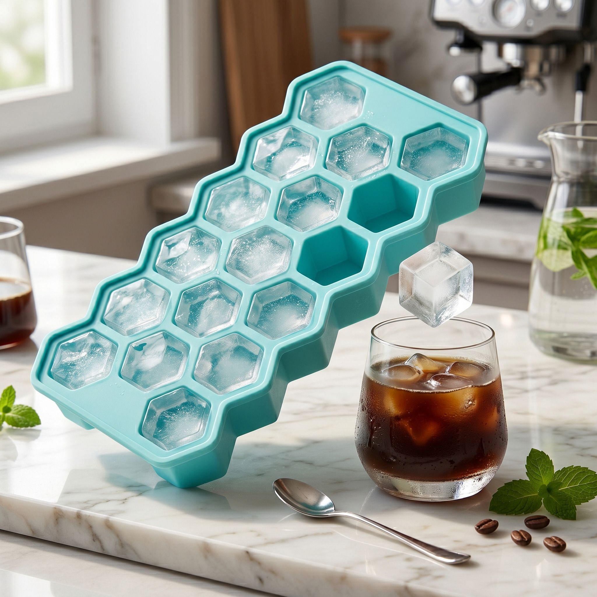 Silicone Ice Cube Tray Honeycomb Ice Tray 17 Grid Blue, Pink, Purple Silicone Ice Cube Tray-image-7