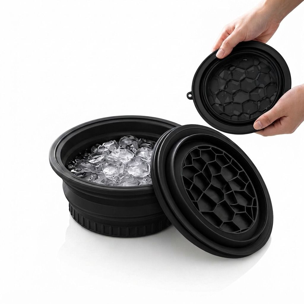 mkmuskan Ice Cube Tray with Lid & Storage Container | Food Grade BPA Free Flexible Black Silicone Ice Cube Tray-picture-21