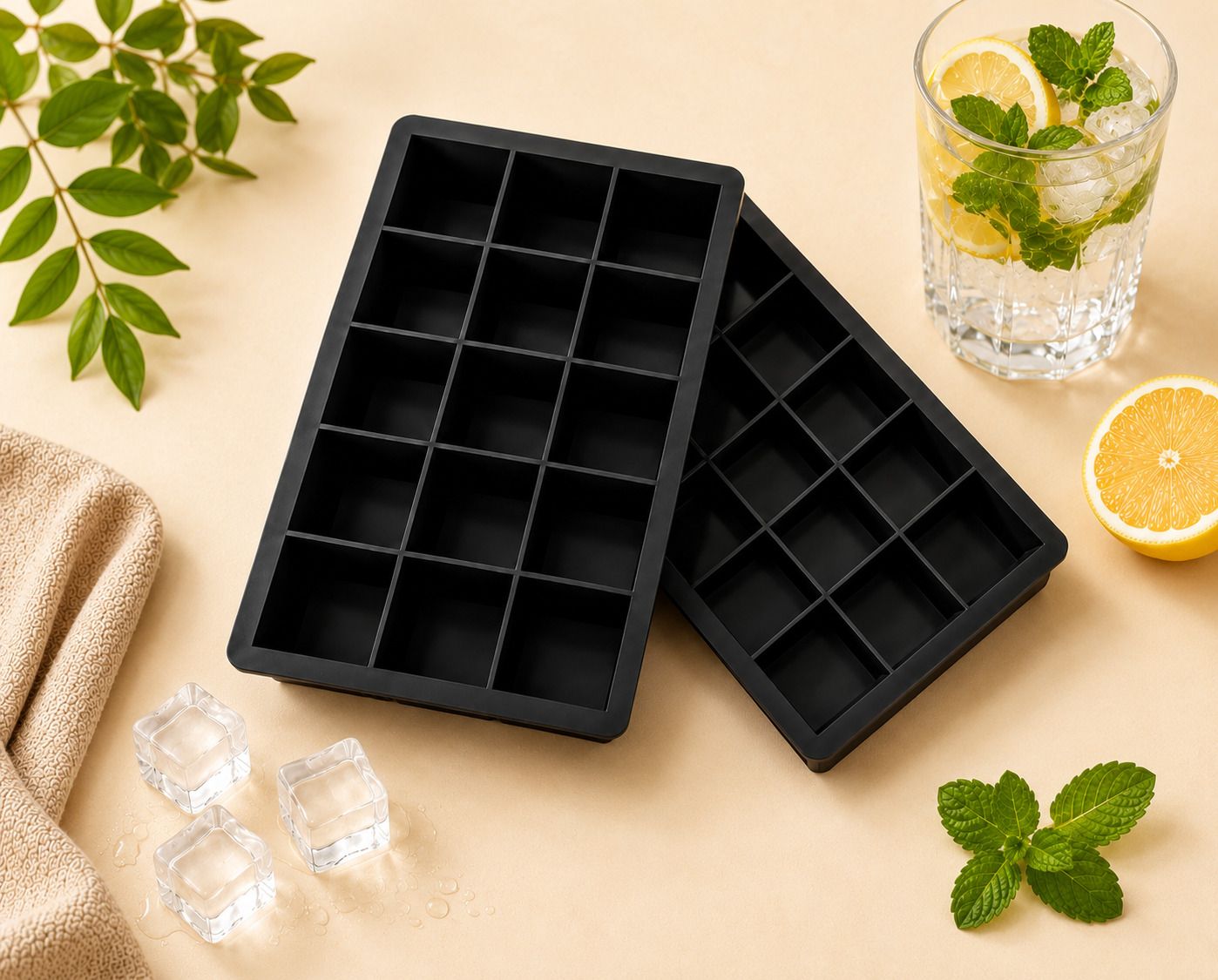 vinayak traders Silicone Ice Cube Tray, Flexible, Black (Pack of 02) Black Silicone Ice Cube Tray-picture-14