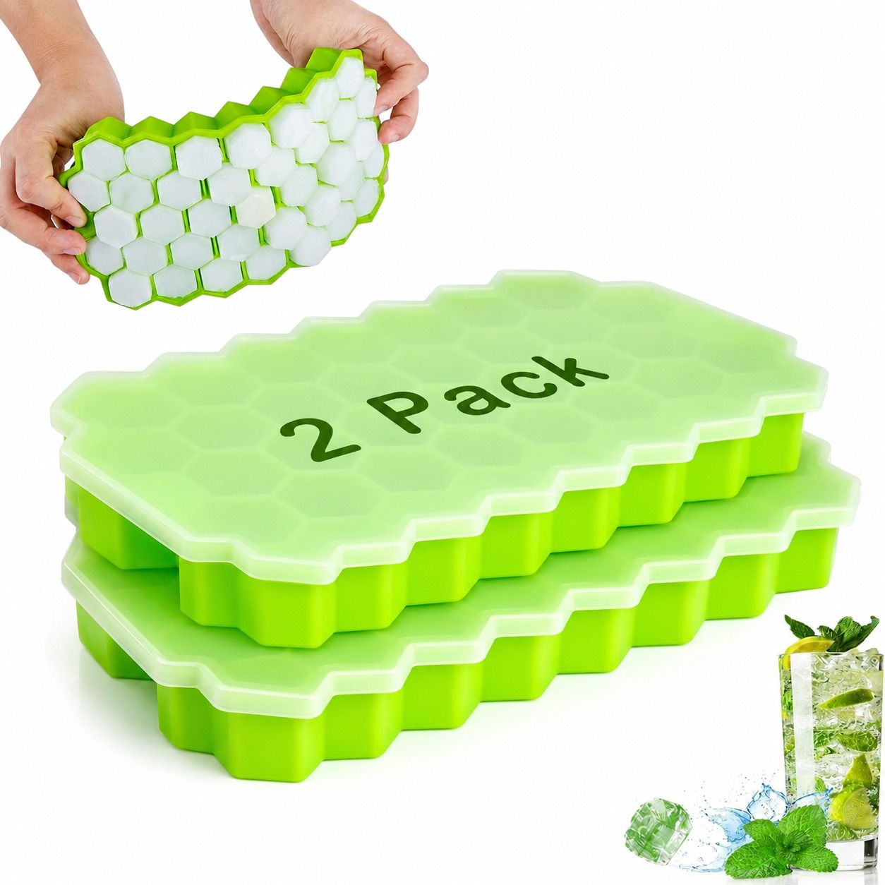 Honeycomb Ice Cube Tray Silicone Mold for Ice, Candy & Chocolate Green, Blue Silicone Ice Cube Tray-image-28