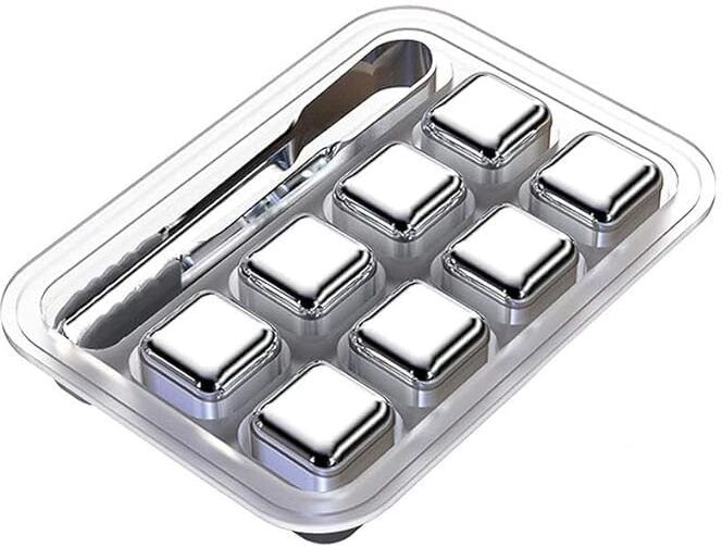 sv enterpise Reusable Stainless Steel Ice Cubes Set-8 pcs Silver Steel Ice Cube Tray-picture-29