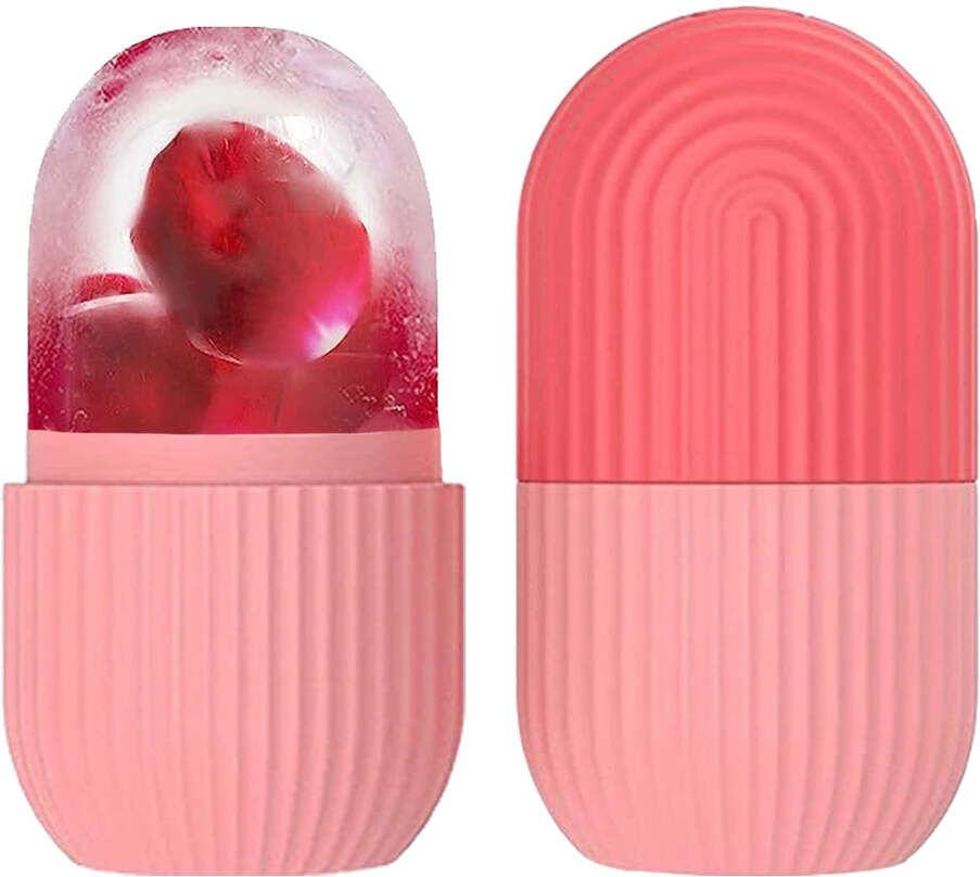 Blush Edge Crystal Handheld Ice Roller Tool With Dome Top Design Pink Silicone Ice Ball Tray-image-5
