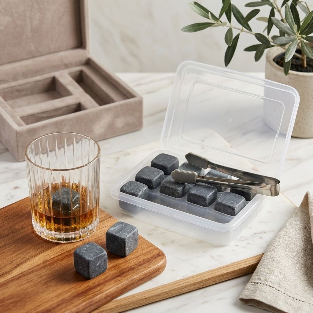 BLACK BASALT ICE CUBCS SET OF 8 WITH ONE RUBBER TONG Multicolor Plastic Ice Cube Tray-image-38