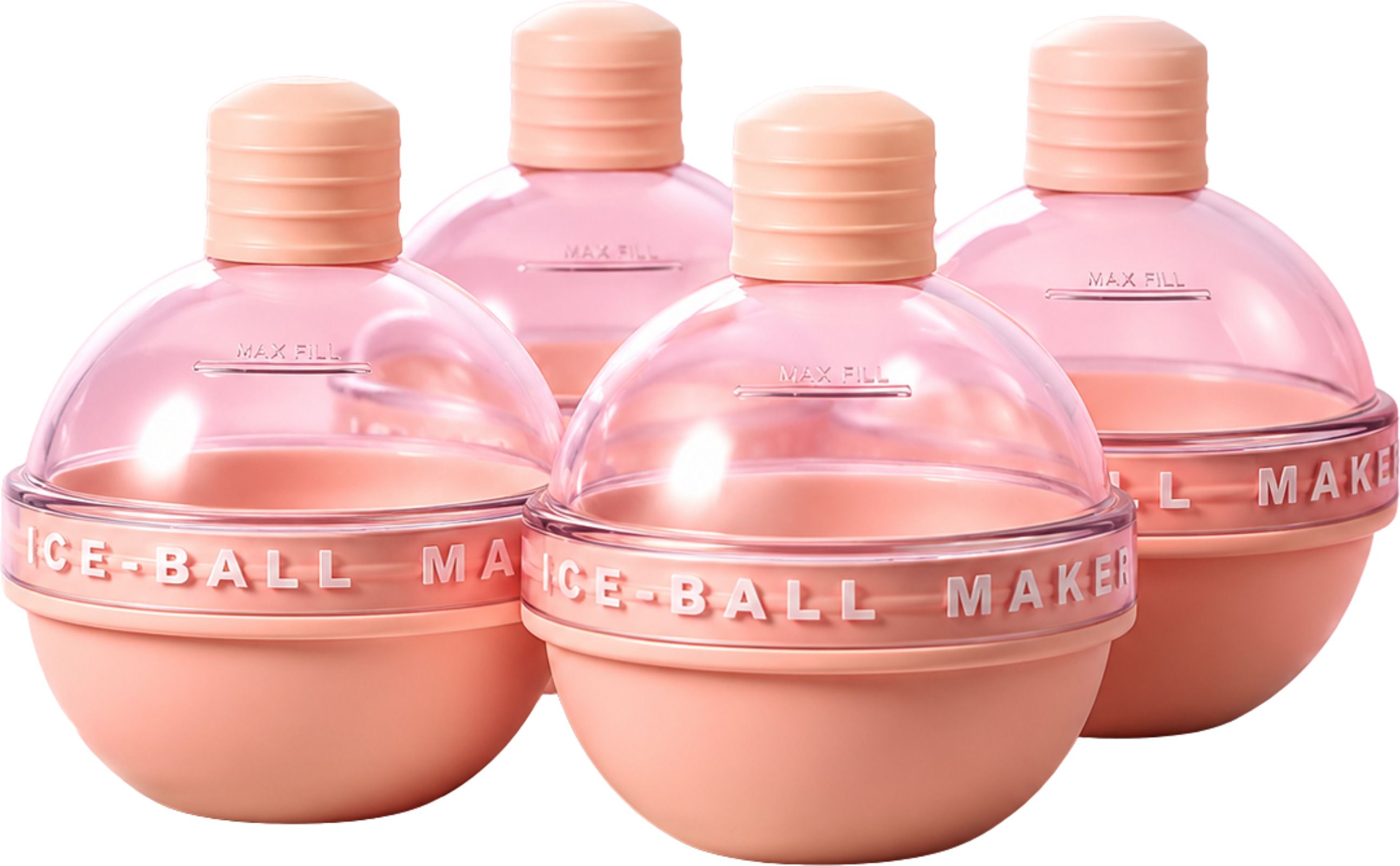 Reusable Ice Ball Maker Set of 4, Round Ice Sphere Mould | BPA Free Pink Silicone Ice Ball Tray-image-21