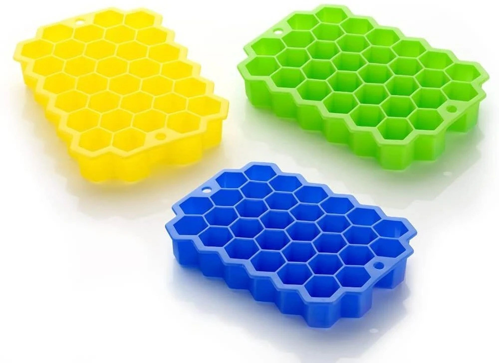 quistal 37 Grid Hexagon Shape Flexible Honeycomb Ice Tray/Dish for Freezer Multicolor Silicone Ice Cube Tray image 1