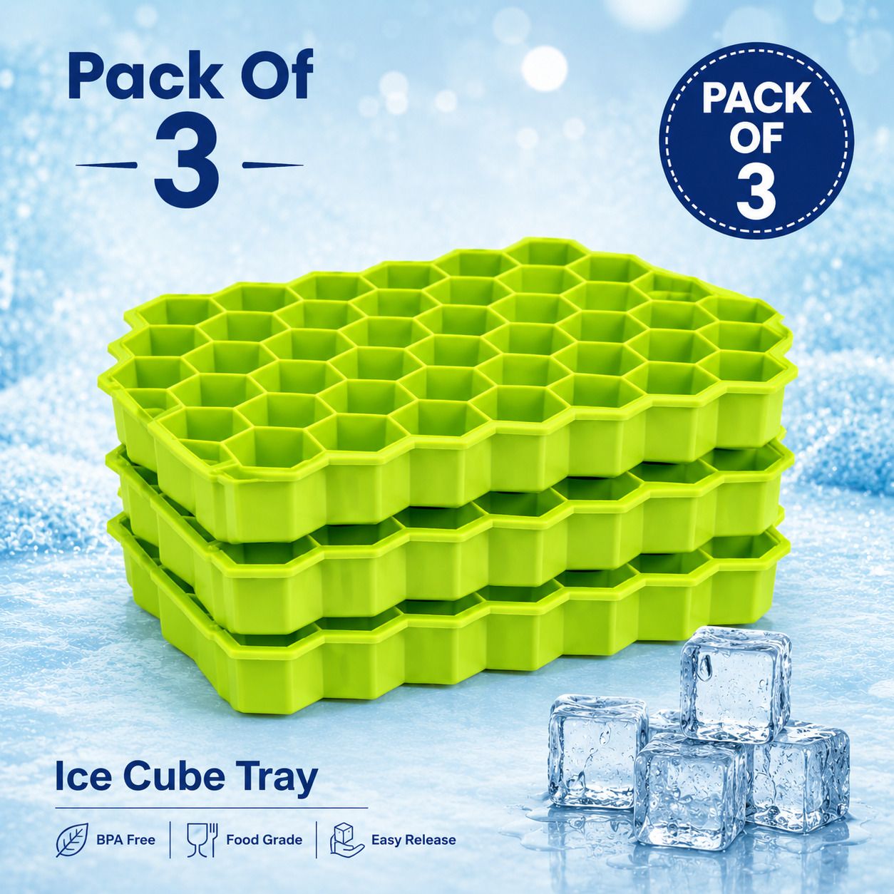 Silicone Ice Cube Tray for Freezer Honeycomb Ice Cube Maker Green Silicone Ice Cube Tray-image-33