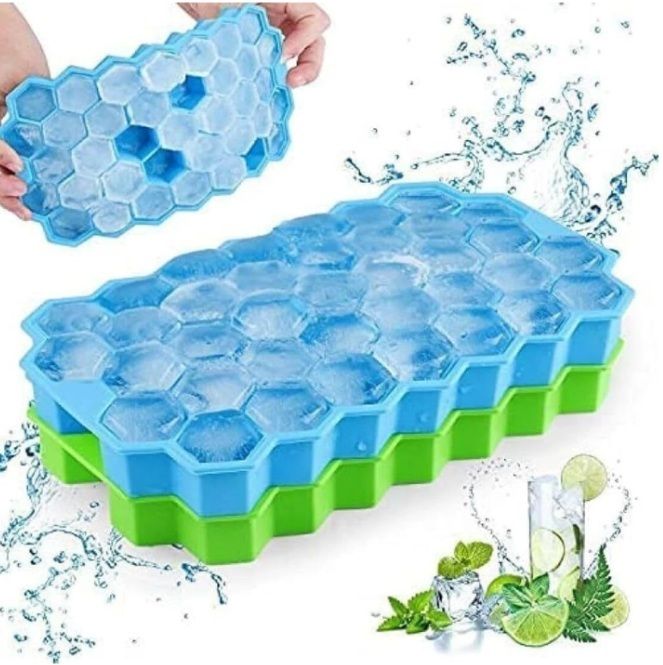 qinpin Reusable Silicone Honeycomb IceCube Tray Flexible Ice Mold for Daily Kitchen Use Green Silicone Ice Cube Tray-picture-32