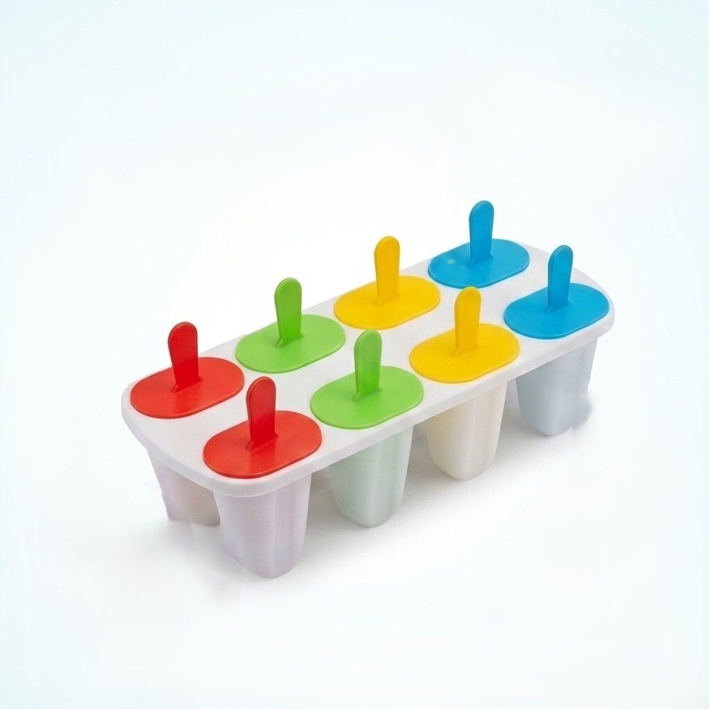 8 Cavity Ice Cream Popsicle Mold with Reusable Sticks | BPA Free Food Grade Multicolor Plastic Ice Cube Tray-image-39