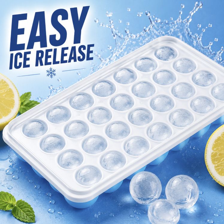 Silicone Ice Cube Tray with PP Frame | Easy Push Ice Release Multicolor Silicone, Plastic Ice Ball Tray-image-24