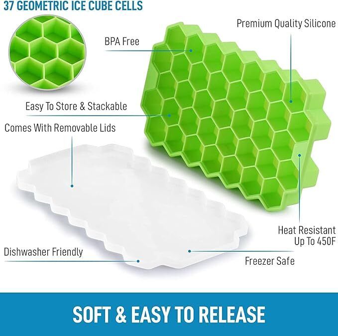 Geometric 37-Cell Silicone Ice Tray Multicolor Silicone Ice Cube Tray-image-12
