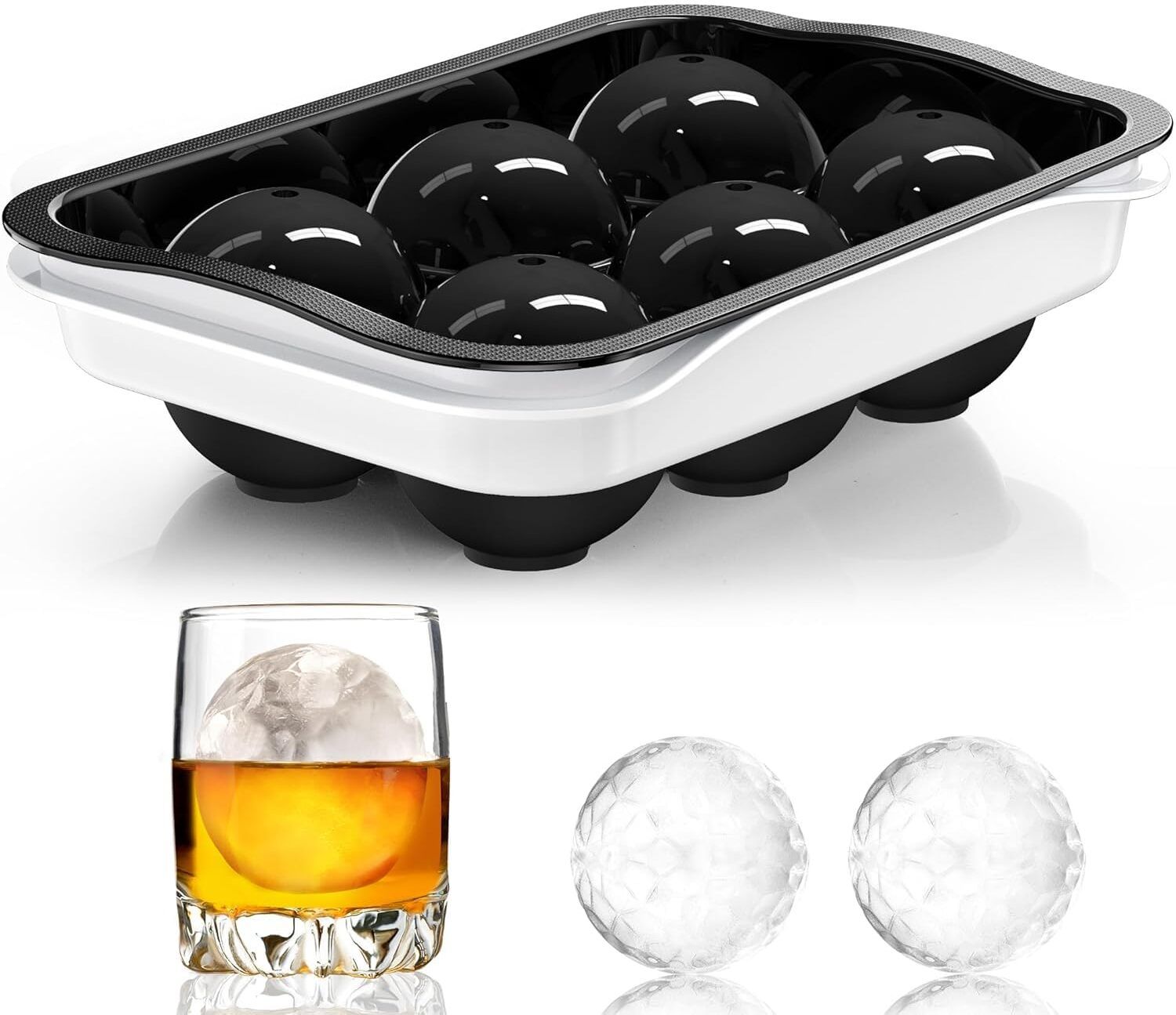 Premium Silicone Ice Cube Tray with Lid | Easy Push Pop-Up 6-Cube Ice Mold Black, White Silicone Ice Cube Tray-image-34