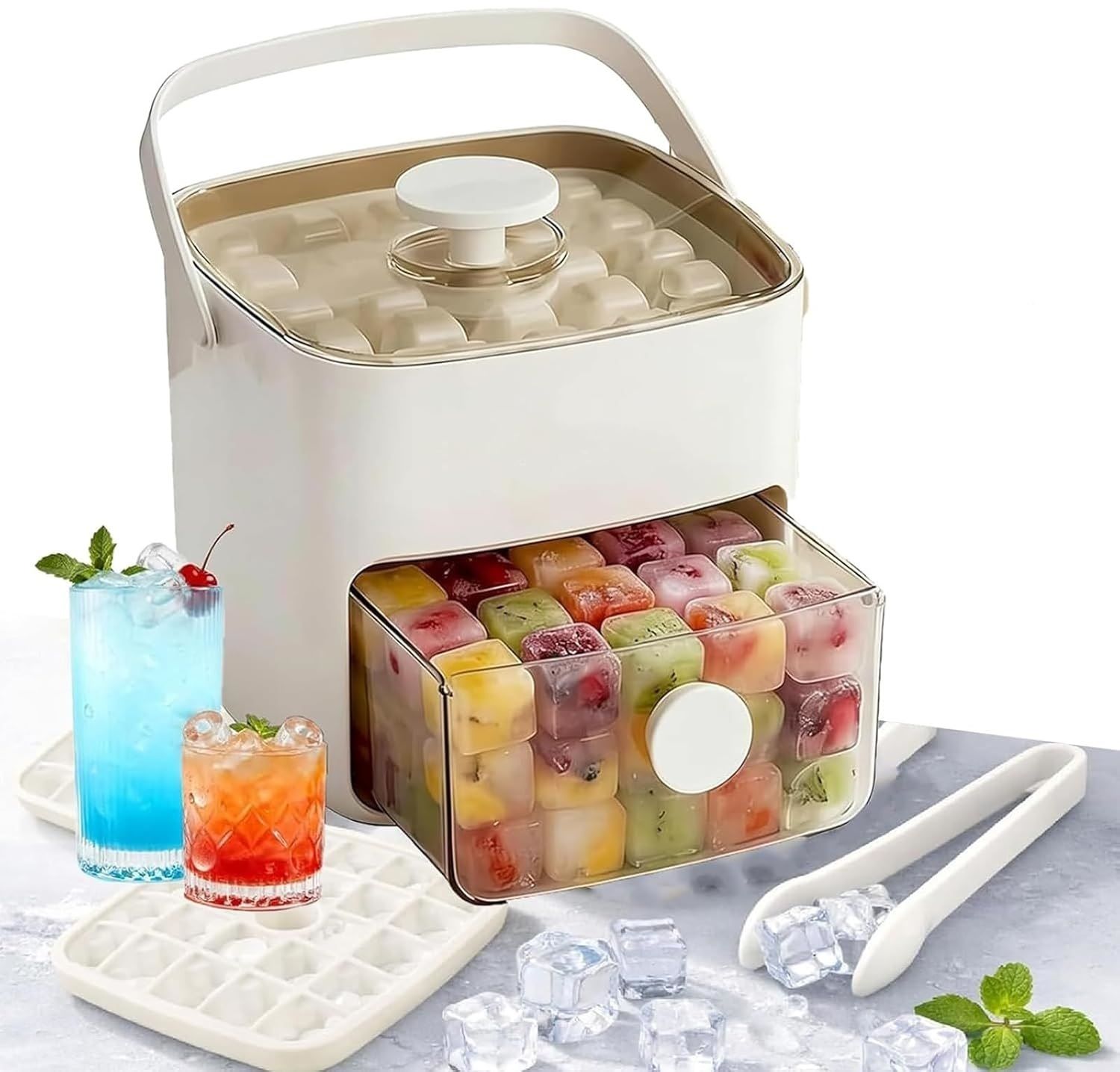 Double Layer ice Box,Icecube Tray with lid & bin, Easy Release ice Maker Multicolor Silicone, Plastic Ice Cube Tray-image-37