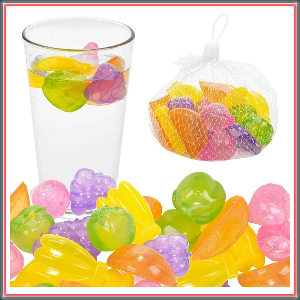 Pack of 20 Colorful Fruit Shaped Reusable Ice Cubes Multicolor Silicone Ice Cube Tray-image-37