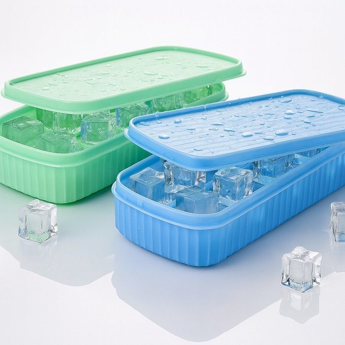 shree grb 2pcs 8 big Cavity Pop Up Ice Cube Trays for Freezer with Lid 100% BPA Free B32 Blue, Green Silicone Ice Cube Tray-picture-15