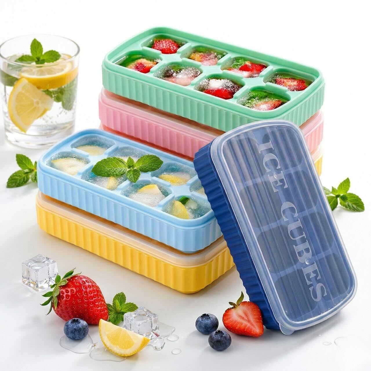 increment PREMIUM MULTICOLOUR ICE CUBE TRAY WITH CAP Multicolor Silicone, Plastic Ice Cube Tray-picture-10
