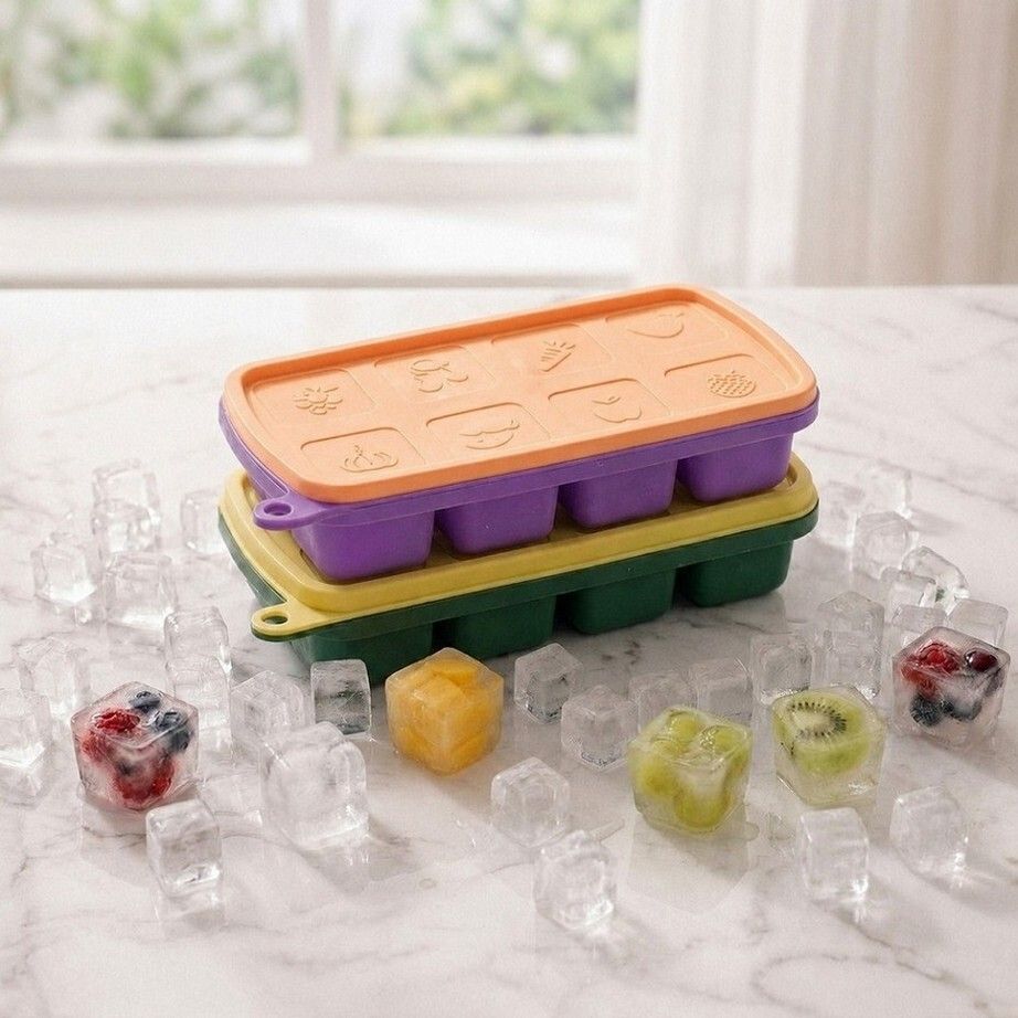 rbgiit 8-Cell Food Grade Silicone Ice Cube Tray with Lid Reusable Ice Mold Kitchen Use Multicolor Silicone Ice Cube Tray-picture-18