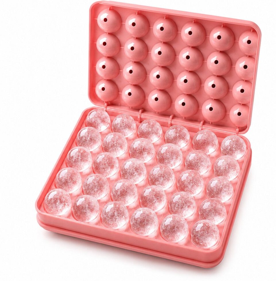 anil Ice Ball Maker Mold 33 Round Ice Cubes, BPA Free Food Grade Ice Tray with Lid Pink Silicone Ice Ball Tray-picture-19