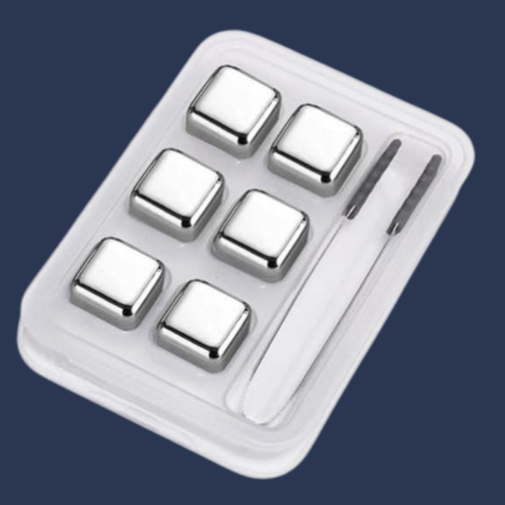 Steel Drink Cooling Ice Cubes Premium Gift Collection Silver Steel Ice Cube Tray-image-13
