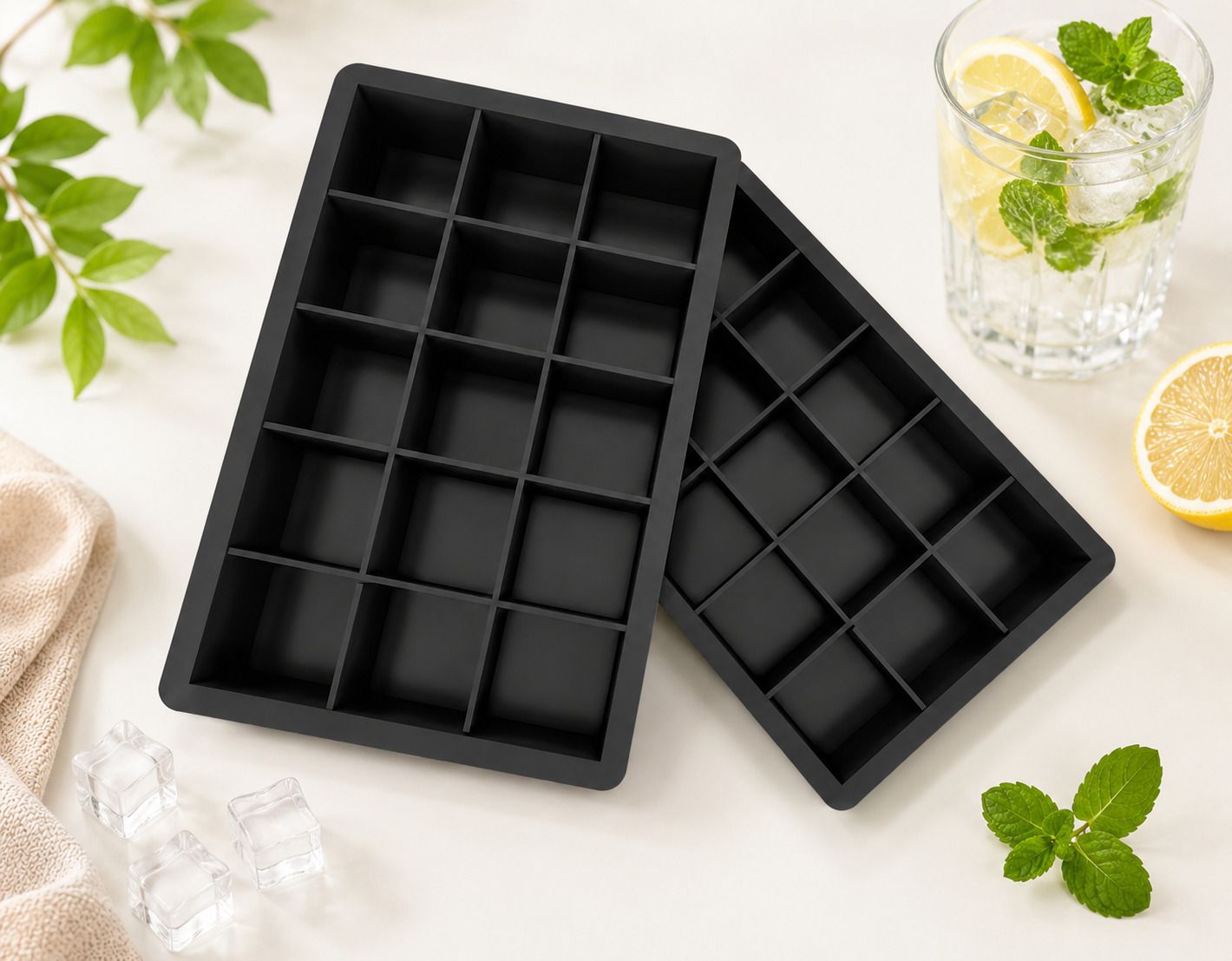 shri vinayak Silicone Ice Cube Trays Molds, 15 Cavities Ice Tray for Whiskey and Cocktail Black Silicone Ice Cube Tray-picture-15