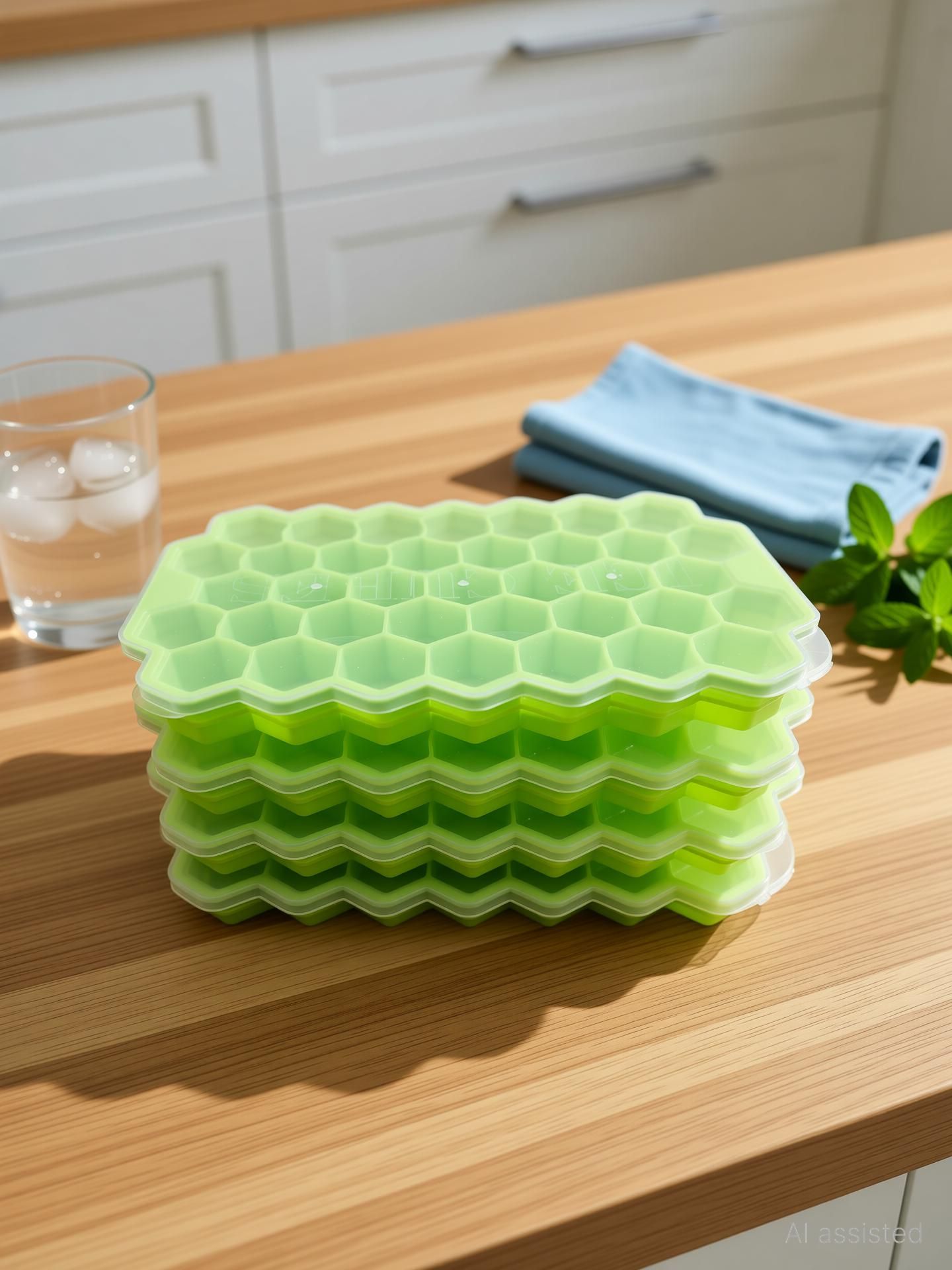 Honey Comb Ice trey Green Silicone Ice Cube Tray-image-37
