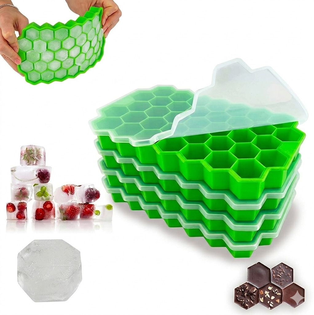 Ice cube pack of 4 Green Silicone Ice Cube Tray-image-35