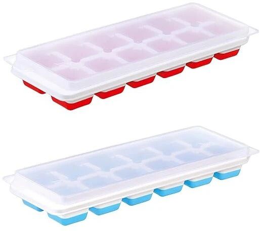 Plastic Lid Food Grade Matrial-Assorted Color (Pack of 2) Multicolor, Red Plastic, Silicone Ice Cube Tray-image-48