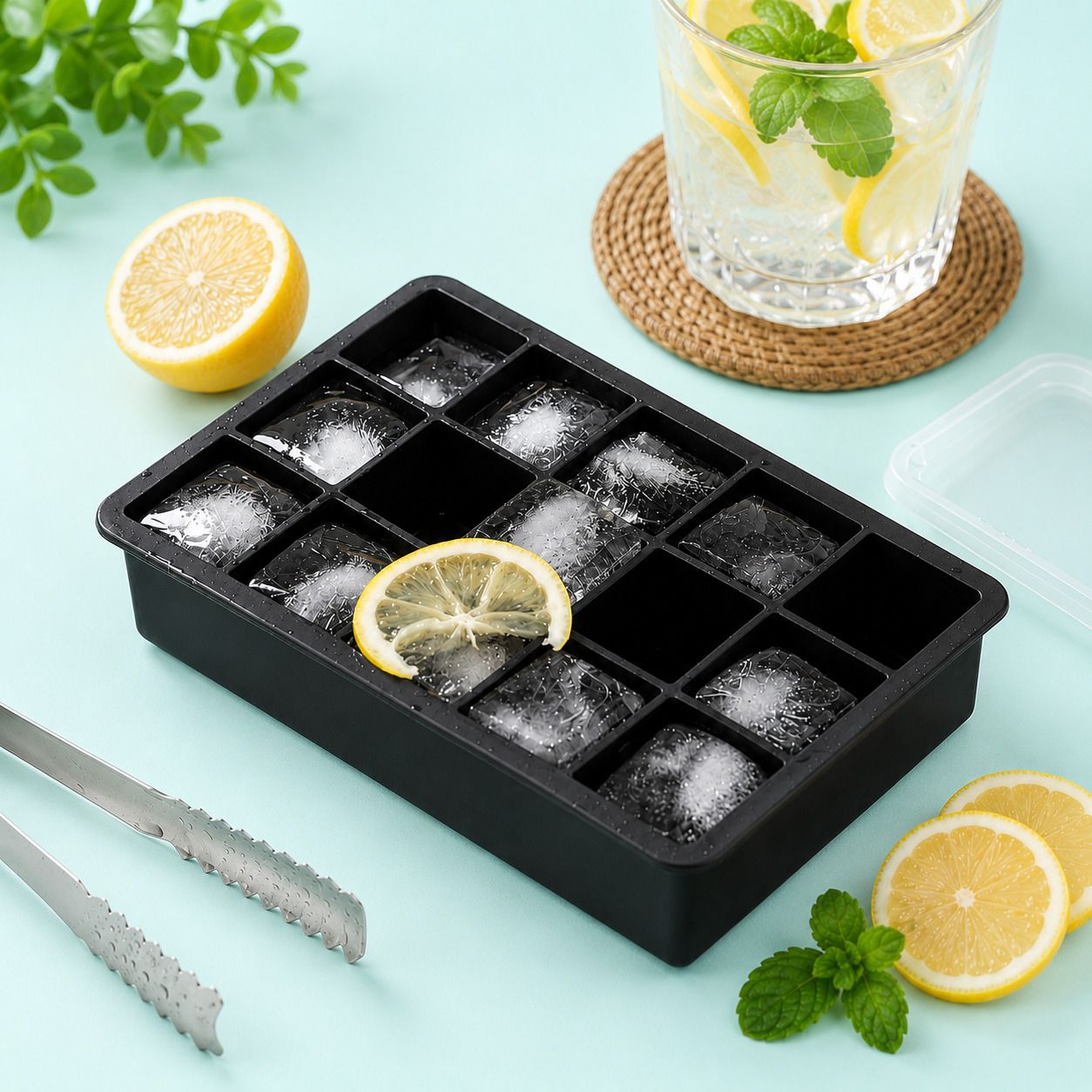Ice cube tray 15 cube , Flexible, Stackable Ice Tray Black Silicone Ice Cube Tray-image-23