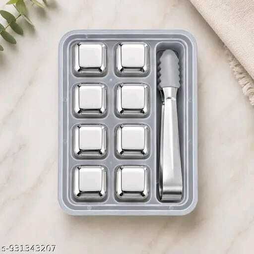 seyfi 8 PACK Stainless Steel Whiskey Stones with Tongs.2 Silver Steel Ice Cube Tray-picture-42