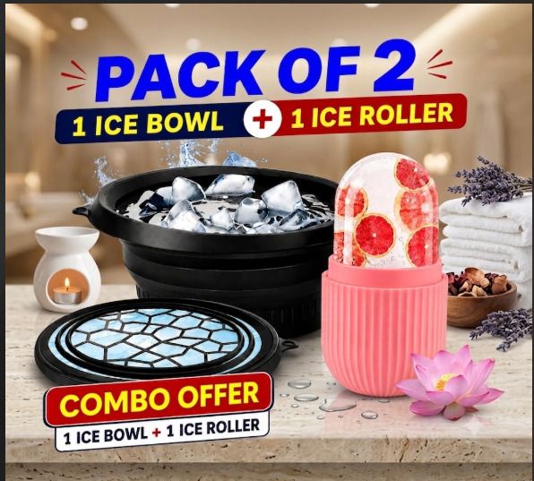 skynight 1 ROLLER PINK 1 FACIAL BOWL BLACK Black, Pink Silicone Ice Cube Tray-picture-32