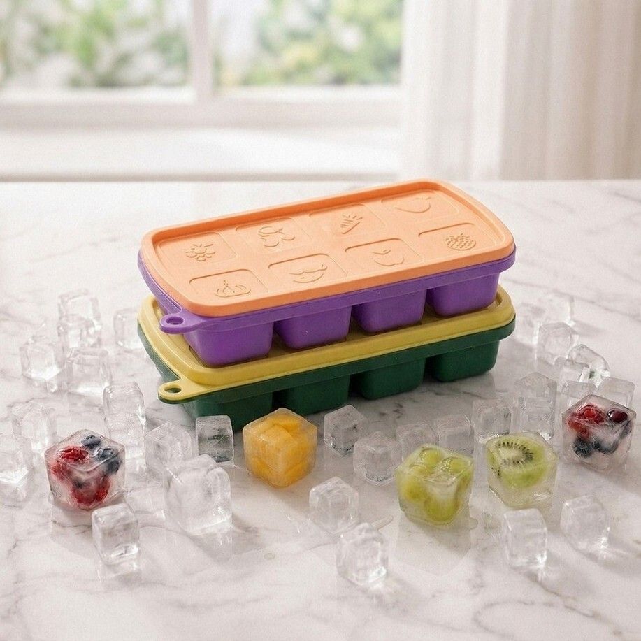 Silicone Tray Multifunctional Silicone Molds Maker Tray Moulds with Lid for Ice Multicolor Silicone Ice Cube Tray-image-6
