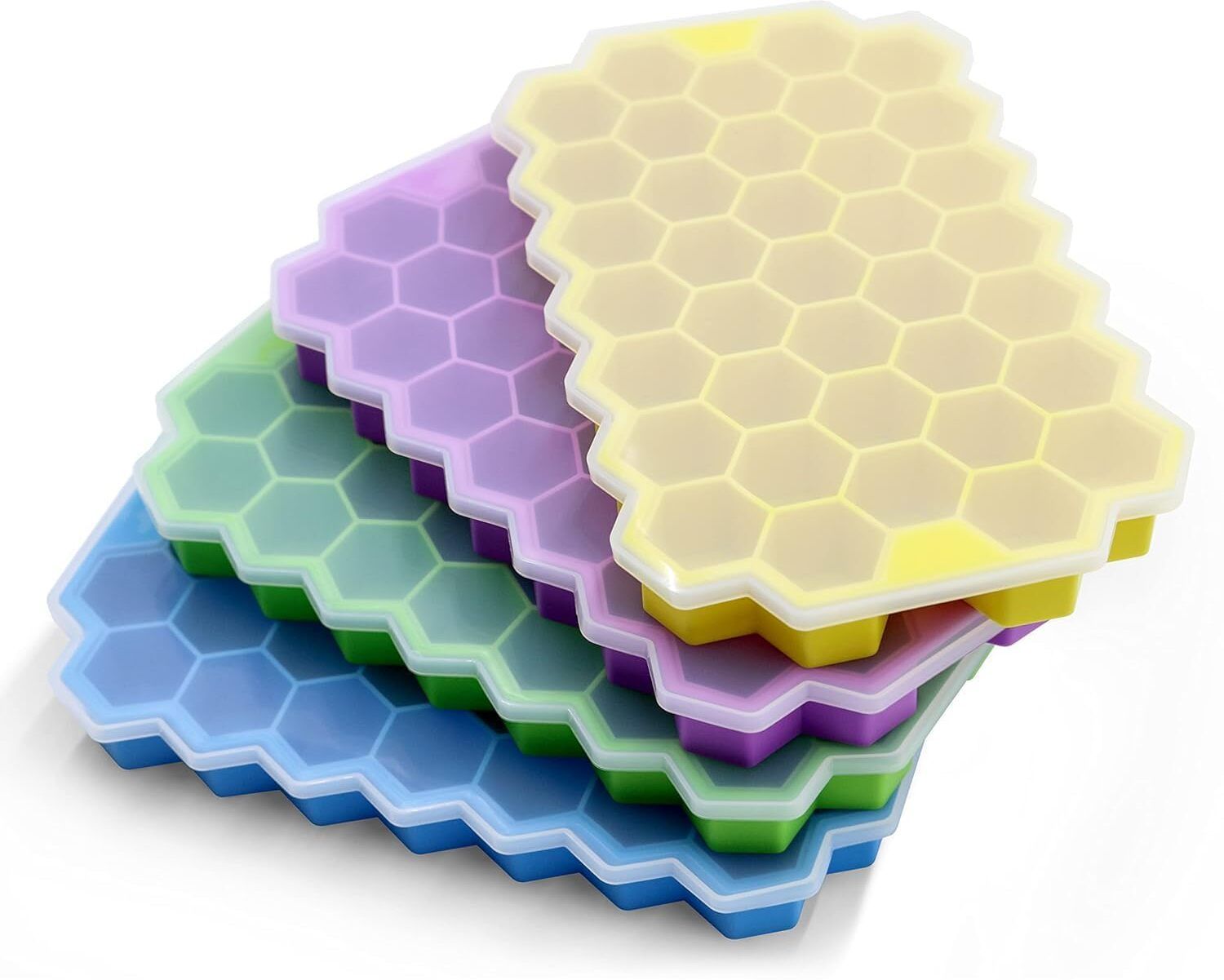 dreamy delights 37Grid Silicone Ice Cube Trays with Lid Multicolor Silicone, Plastic Ice Cube Tray-picture-12