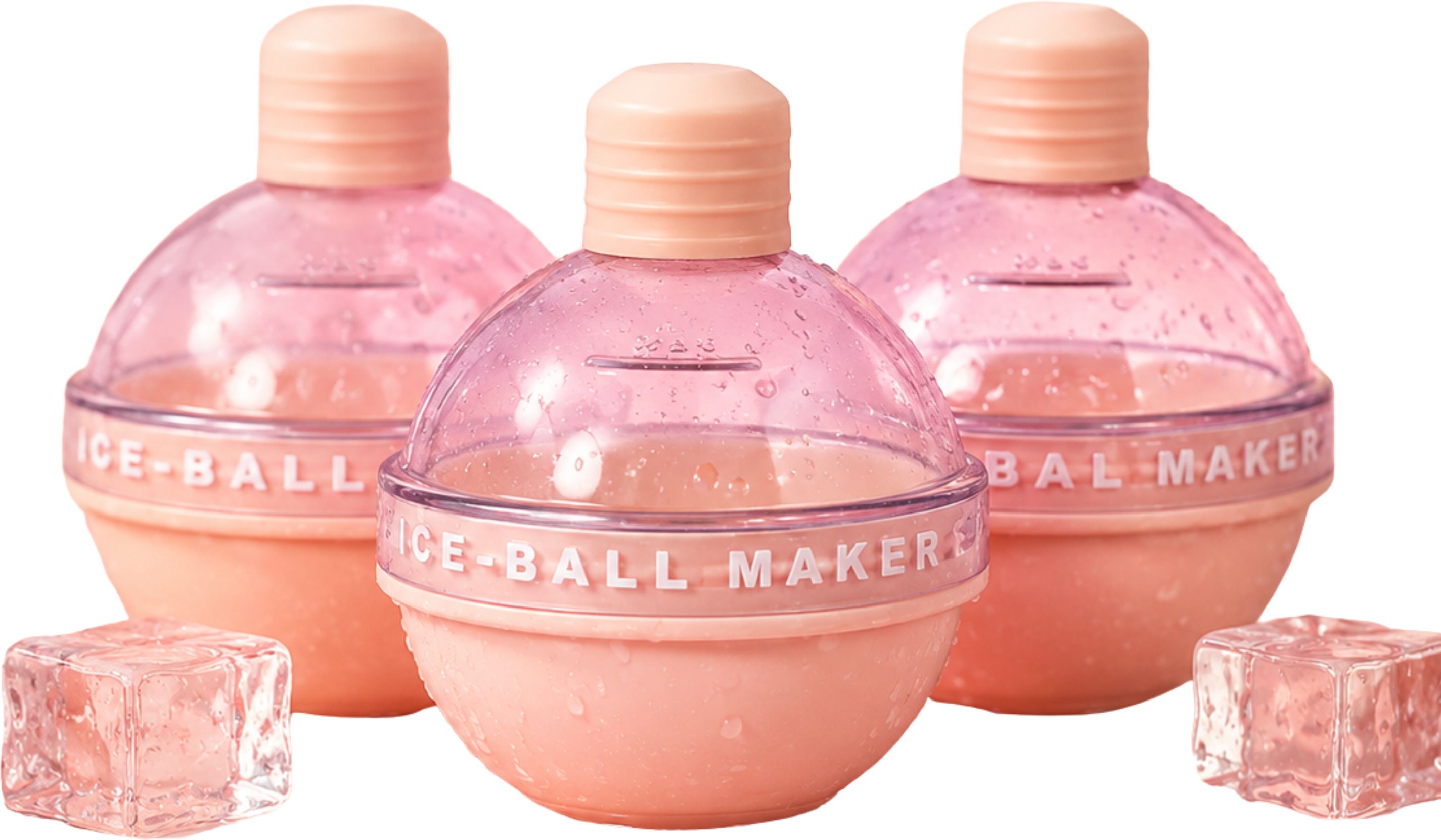 Reusable Ice Ball Maker Set for Round Ice Spheres Pack of 3 | BPA Free Pink Silicone Ice Ball Tray-image-18