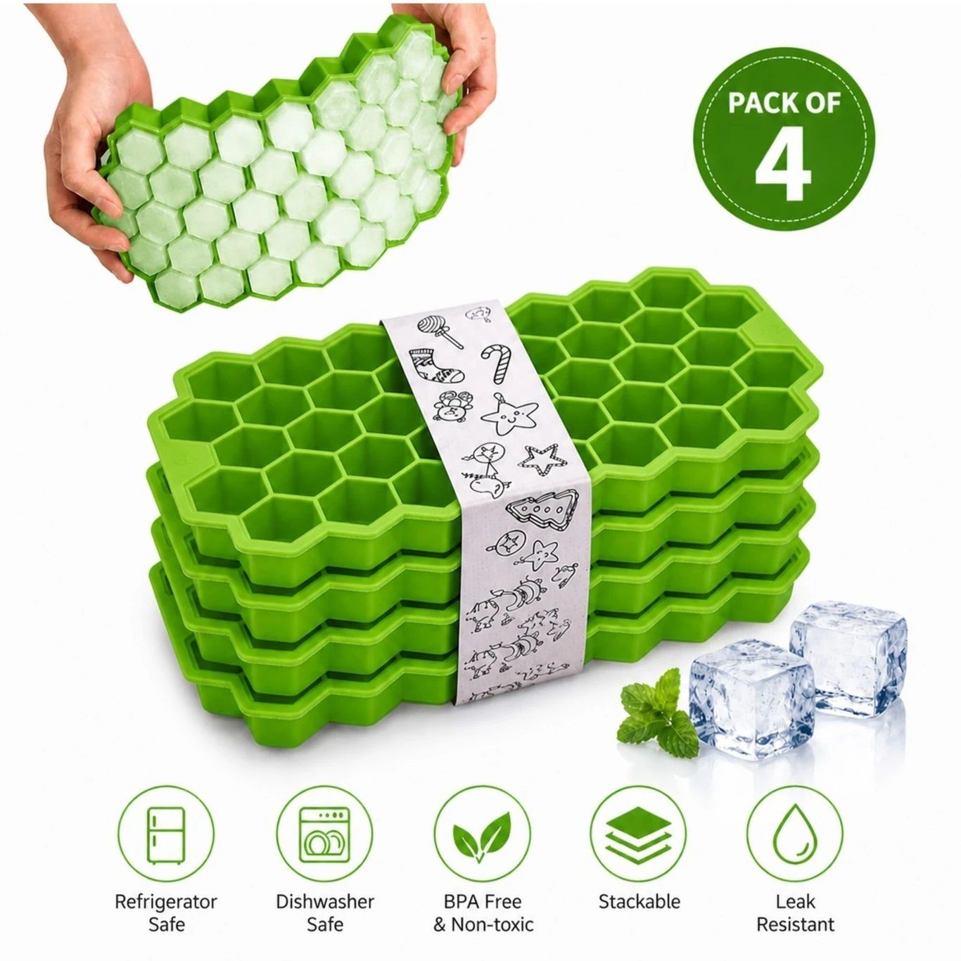 kittuavi GREEN ICE TRAY 004 Green Silicone Ice Cube Tray-picture-33