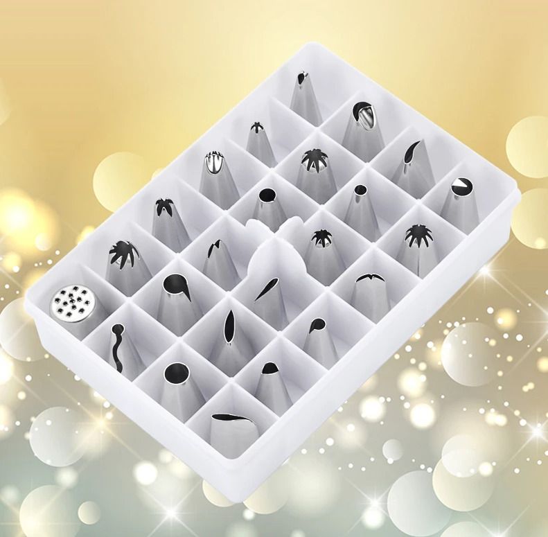 Stainless Steel Reusable Decorating Nozzle Set | Russian Ruffle Skirt Icing Piping Tips Nozzles | Cake Decoration and Icing| Sugar Craft Decorating Tool Steel Multi-opening Icing Nozzle-image-0