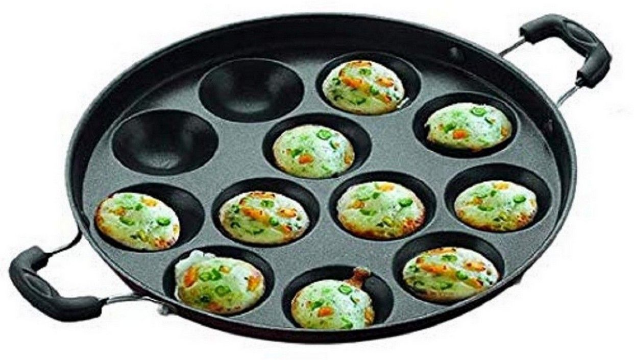 masox store Paniyaram Pan/Paniyara kallu Appam Maker| Appe Pan Appam Patra Tawa 23 cm diameter with Lid-picture-30