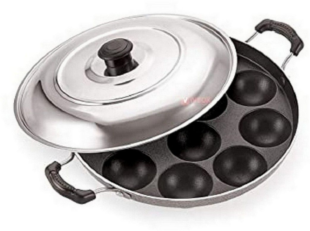 Non Stick kulipaniyaram nonstick Paniyarrakal/Paniyaram/Appam Pan/Appam Maker Pancake Pan 23 cm diameter with Lid 0.125 L capacity-image-28