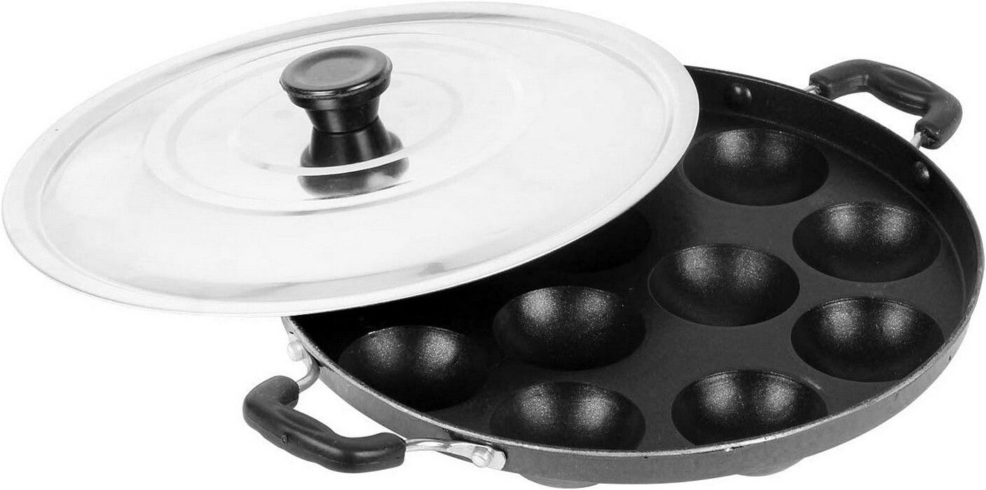Paniyarakkal Paniyaram Appam Pan Aebleskiver Maker Pan Cake Maker Ponganal Maker Paniarakkal Pan 23 cm diameter with Lid 0.125 L capacity-image-17